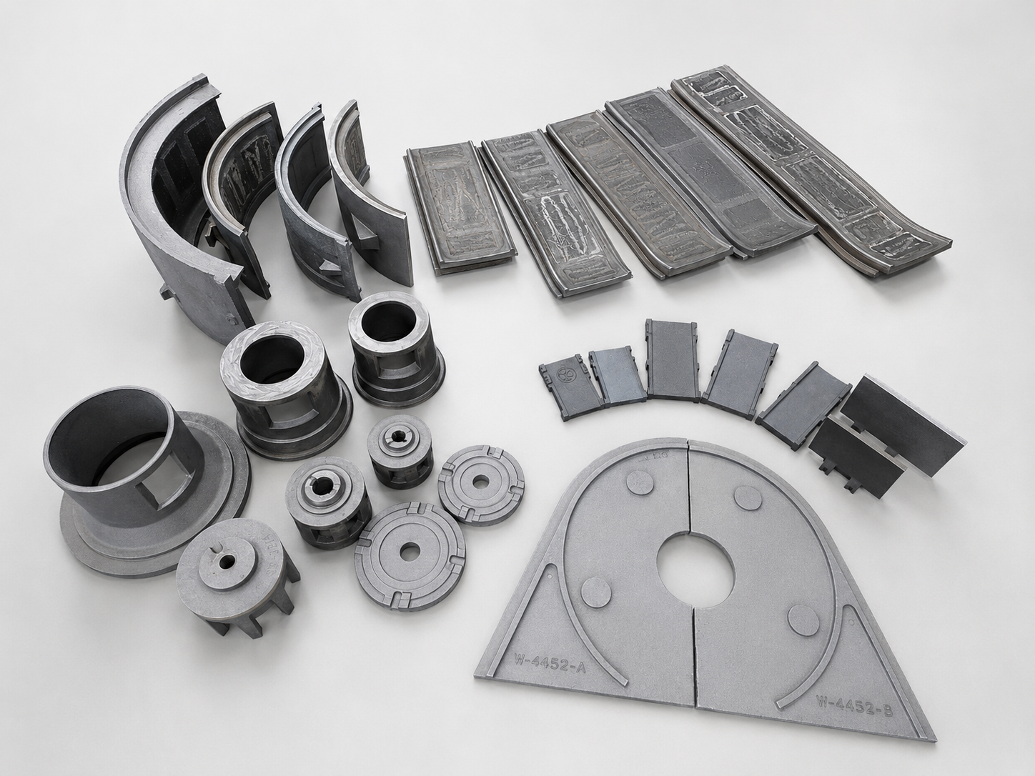Shot blast machine wear resistant parts lineup